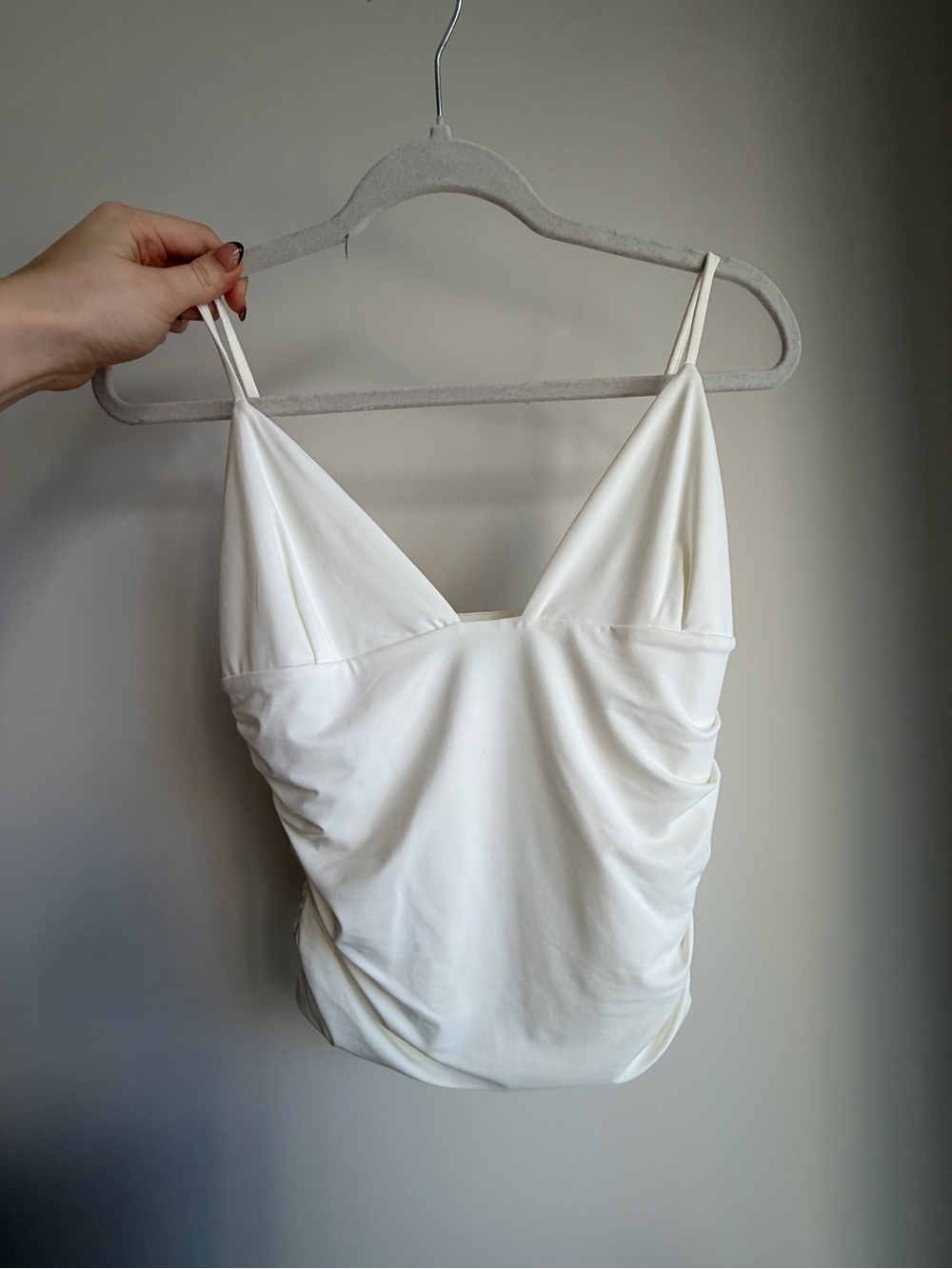 White fox White V-Neck Ruched Cami Tank Top